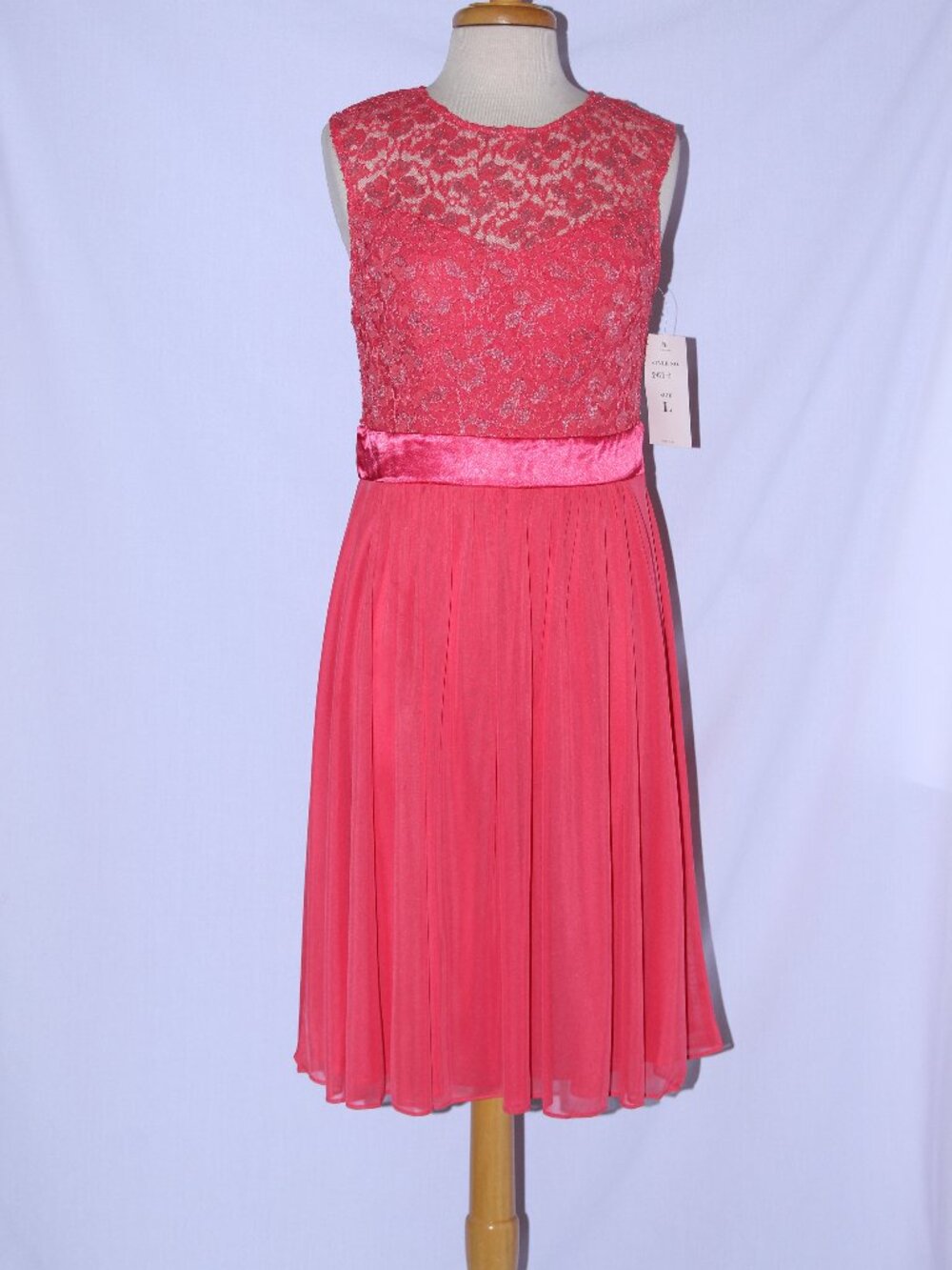 Celavie #2479 Short Lace & Chiffon Formal Dress-Size L- CORAL-NEW